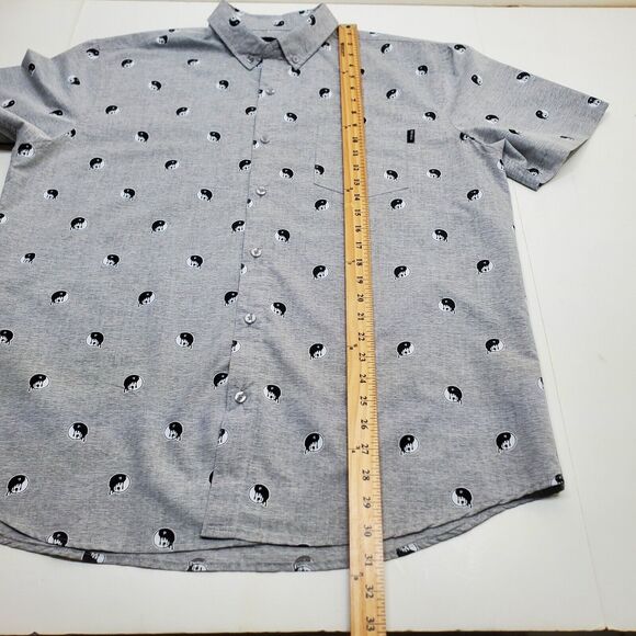 Molokai Surf Co. Shirt Men's XL Yin Yang Gray Yin Yang Button Down Short Sleeve - Picture 9 of 12